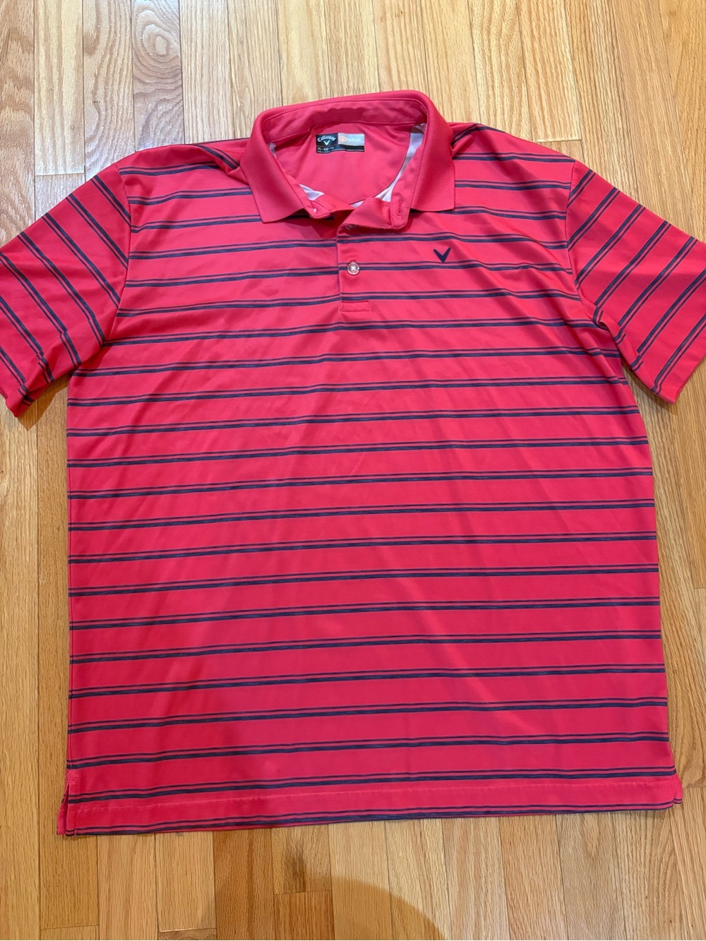 Callaway Opti-Dri Stretch Coral Grey Striped Men’s XL Golfing Polo Shirt